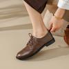 Fashion New Spring 2024 Genuine Leather Loafers Oxford Low Heel Women Shoes Retro Round Toe Pumps Block Leather Shoes Retro Ladies Shoes