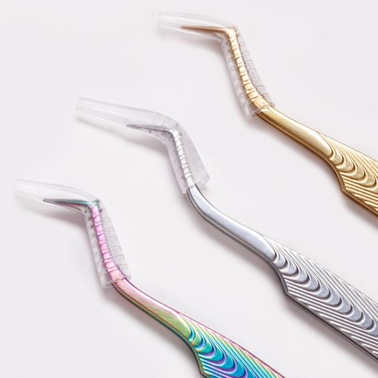 Yousheng Nail Art Clip Good Elasticity Anti-static Non-slip Tight Bite Stainless Steel Fish Stripe High Precision Eyelash Tweezer Makeup Supply