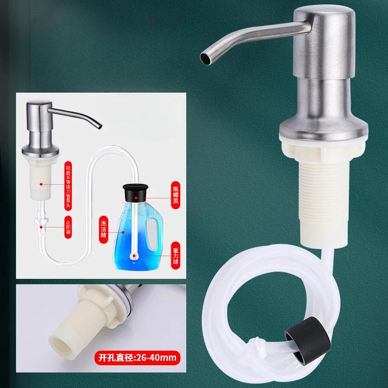 Soap Dispenser for Kitchen Sink Stainless Steel Refill From The Top Built in Design for Counter with Liquid Large Bottle