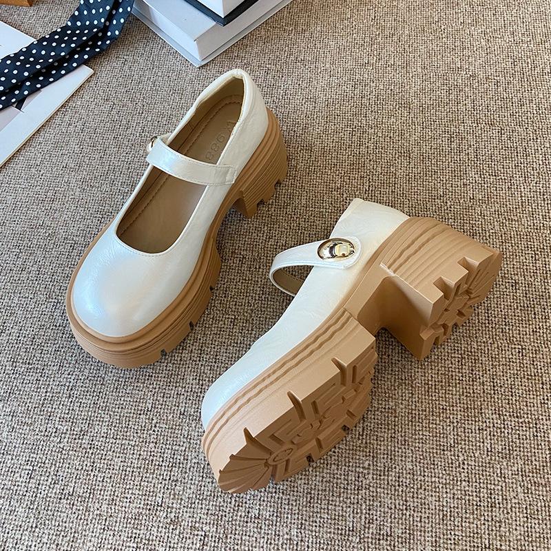 2033 rétro polyvalent plateforme petites chaussures en cuir pour femmes 2025 nouvel été augmentation de la hauteur Mary Jane française à bouche peu profonde chaussures simples