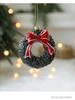 Red & White Painted Wooden House Christmas Ornaments: Car, Gift Cane, Donut, & Cloth Pendants
