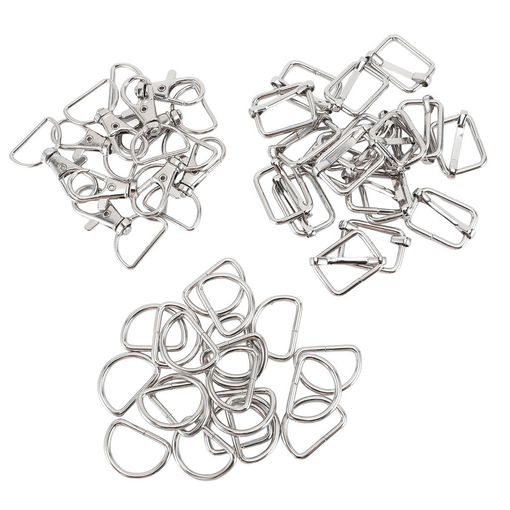 50 Buc Kit Breloc cu Inel de Chei din Aliaj de Zinc, Set Inel de Chei, Cârlig Pivotant Tip Homar cu Inel D, Cataramă Glisantă