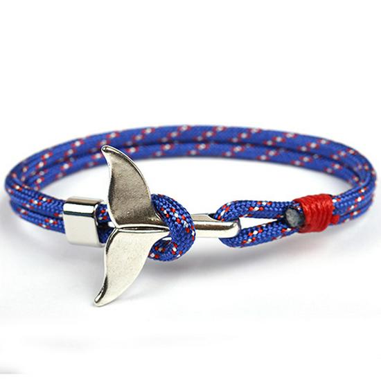 

Anchor Style Whale Tail Bracelet - Handmade 550 Paracord, Hand-Woven Jewelry for Couples