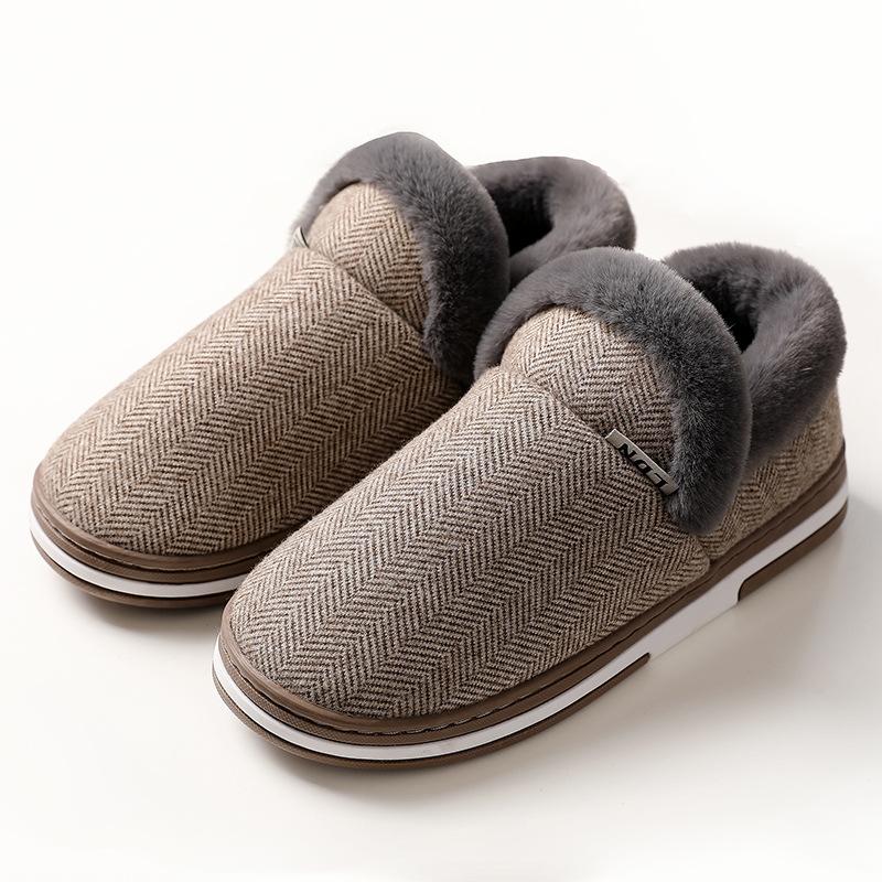 Elderly non-slip cotton slippers autumn and winter household men's bags and indoor thermal shoes thick-soled velvet cotton shoes women's home