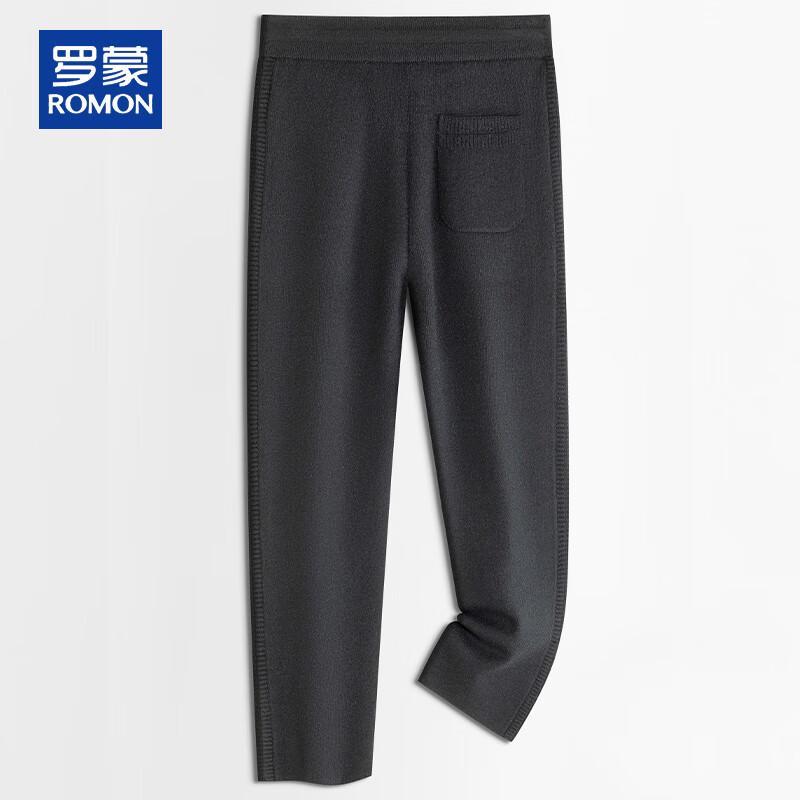 ROMON Men's Cashmere Blend Wool Thickened Drawstring Straight-leg Casual Pants