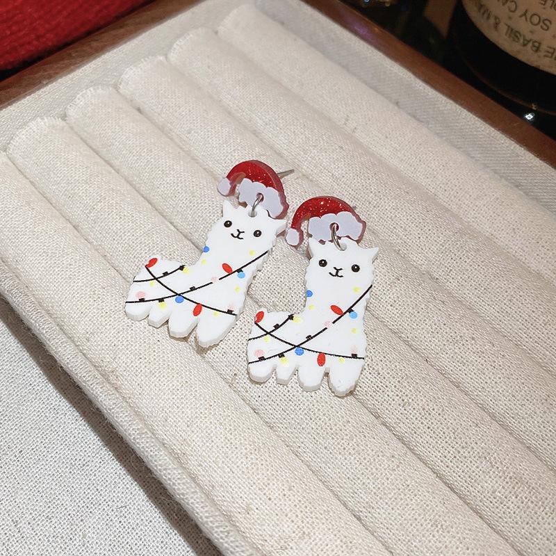 Silver Needle Diamond Snowflake Christmas Tree Pearl Fringed Earrings Christmas New Light Luxury Temperament Earrings Fashion Earrings