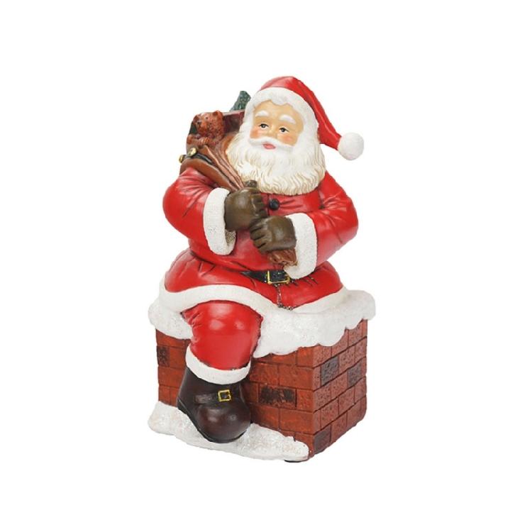 Mini Santa Claus Figurines Holding Gifts Small Resin Sculpture Home Decor