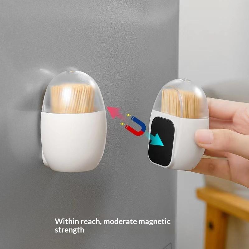 Magnetic Wall Toothpick Box Holder Combined with Cotton Swab Storage for Modern Lifestyle