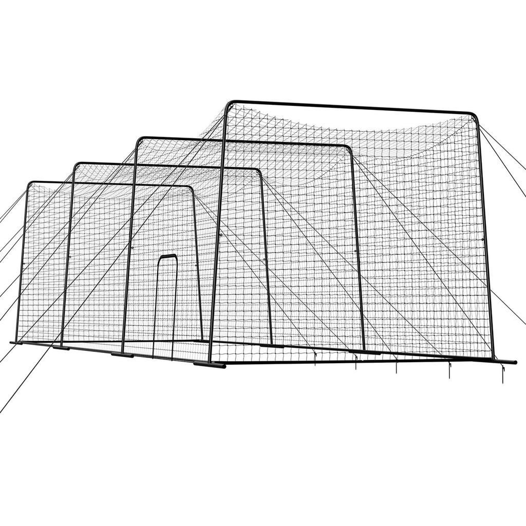 Baseball Batting Cage, 12000 X 3680 X 3100mm Freestanding Portable Batting Cage, Hitting Cages with 45-Ply Knotted HDPE & Long Positioning Ropes,