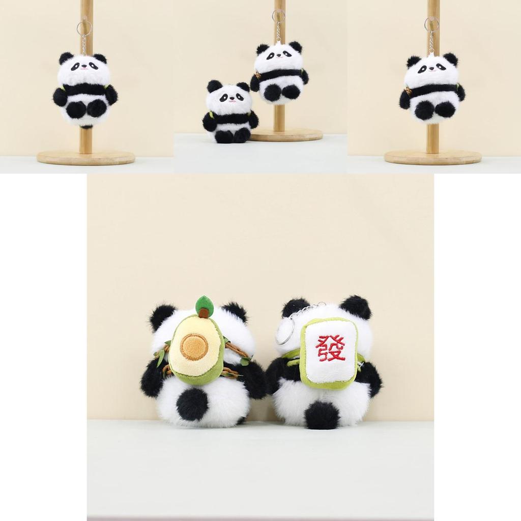 Adorable Plush Panda Toy Keychain Soft Fruit Panda Doll Pendant For Bags