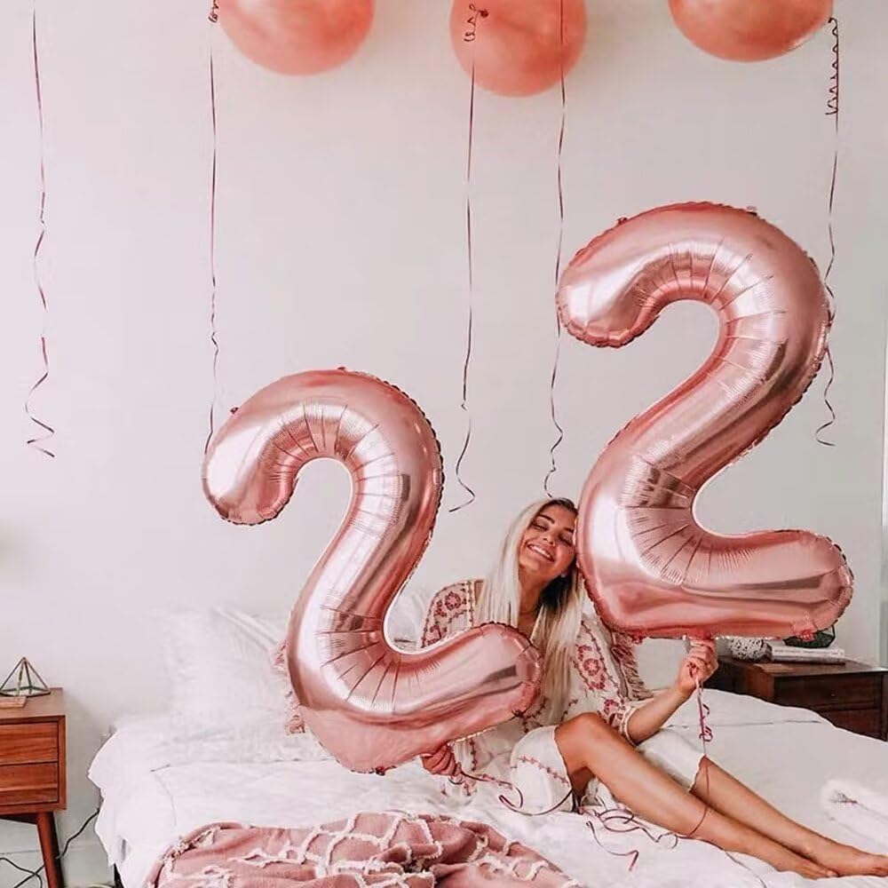 Vthoviwa Aluminium 100 Helium Roséguld 100 Sifferballonger Jubileumsfest Roséguld Shijimi Heliumballonger 40-tums Ballonger, (0123456789), 10-19,