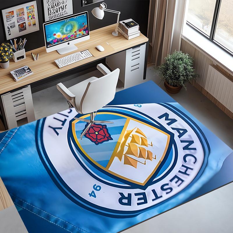 Football team City FC Pattern Rug, Indoor/Outdoor Mat, for Picnic, Gameroom, Bedroom, Office, Living Room, Home Decor Carpet, Birthday Gift