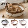 Cesta Cama para Gato Corda Trançada à Mão com Bola de Nó Respirável Design de Orelha Dobrável para Gatos de Interior Descanso Dormir Entretenimento Quente de Inverno