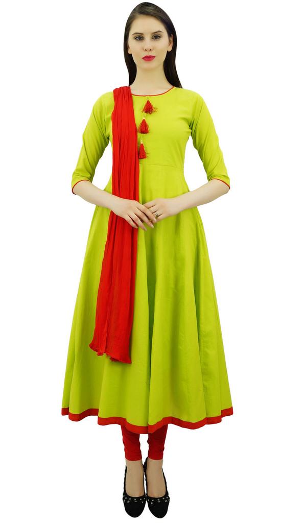 Atasi Damedesigner Anarkali Svart Salwar-drakt Etnisk indisk bomull