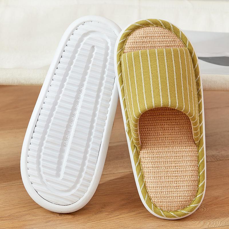 Spring Linen Slippers Home Four Seasons Home Cotton and Linen Indoor Non-slip Floor Breathable Linen Slippers Spring and Autumn