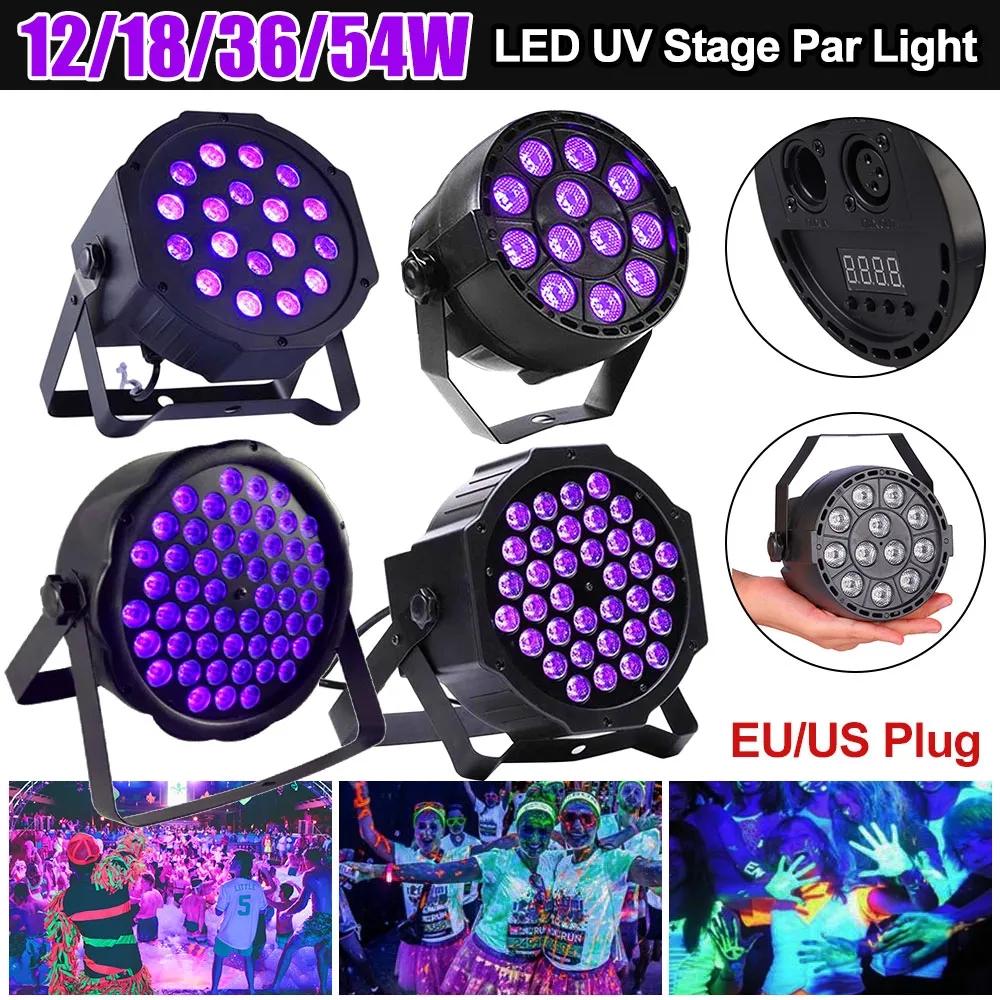 

Светодиодные сценические светильники Par DJ Disco UV Black Light с активируемым звуком пультом и DMX-управлением для вечеринки по случаю дня рождения Body Paint Neon US PLUG