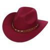 Women Men Western Cowboy Hat, Wide Curved Brim Felt Cowgirl Hat, Vintage Jazz Riding Hat, Removable Hat Belt, Head Circumference 56‑58cm