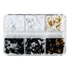 1 Box 3D Flower Nail Art Charm 6 Grids Resin Floral Charms Golden Beads DIY Nail Design Jewelry Crafts Manicure Decoration Accessories