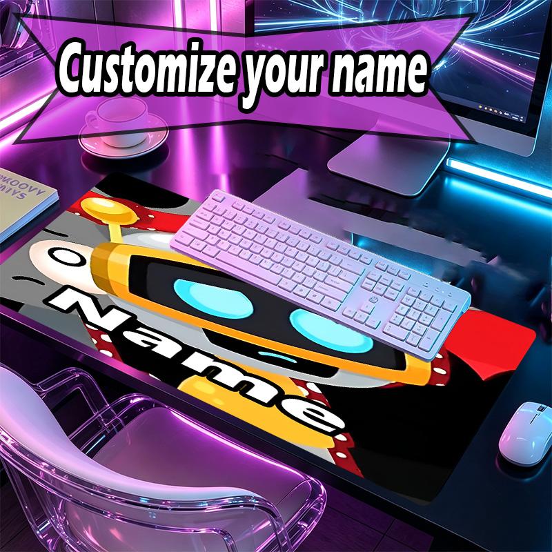 Custom Name Personalized Cosmic Bot Crew Pattern Mousepad, Laptop PC Desk Mat, Decorative Desk Mat for Home Keyboard Pad Gift