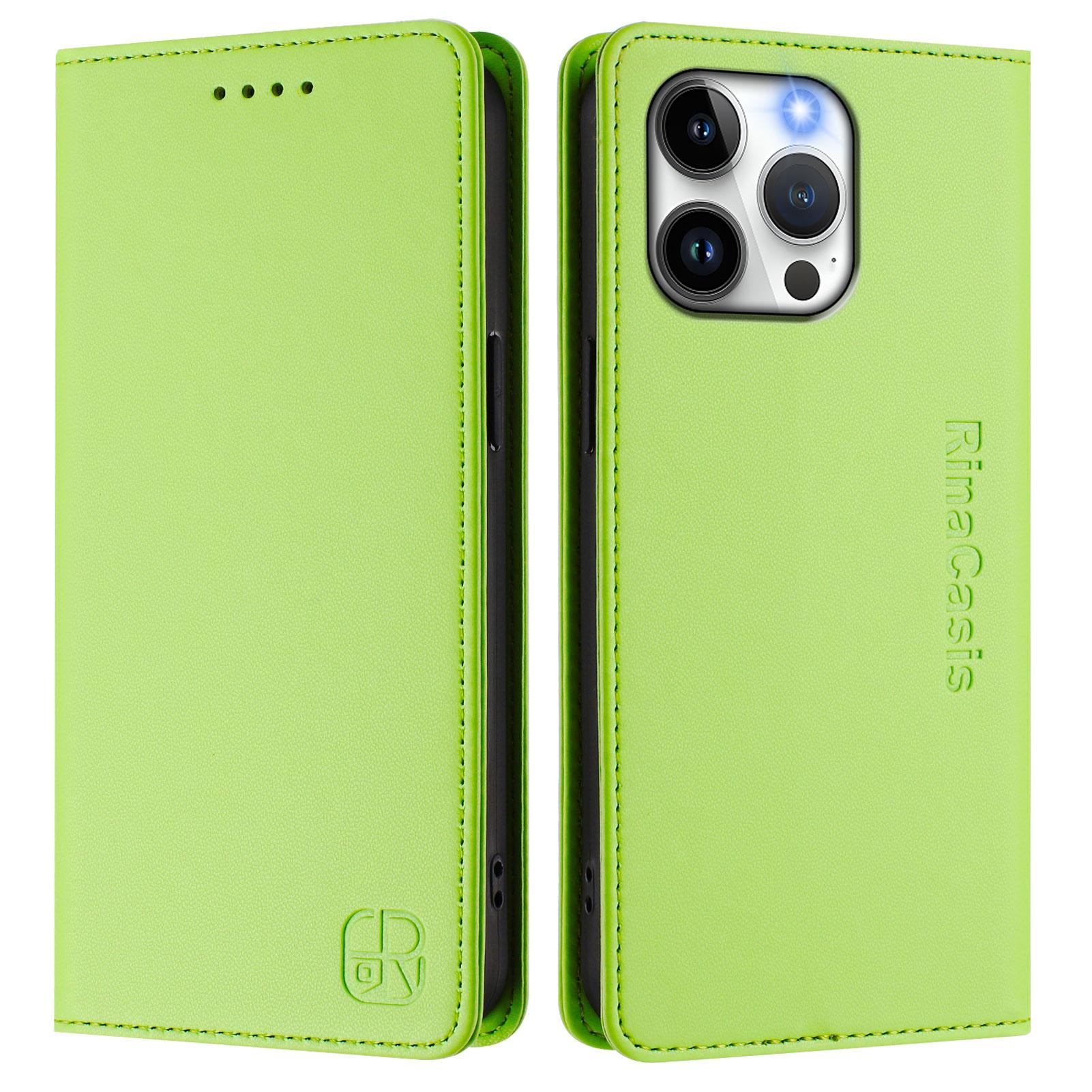 

For iPhone 15 Pro Max Leather Case RINACASIS RC01 Phone Cover with RFID Blocking Wallet Stand B