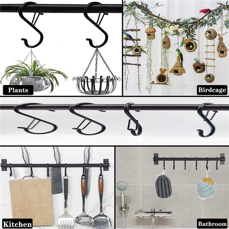 A84E-48PCS S Hooks For Hanging - S Shaped Hooks For Kitchen Utensil And Closet Rod - Black S Hooks For Hanging Plants,Pots