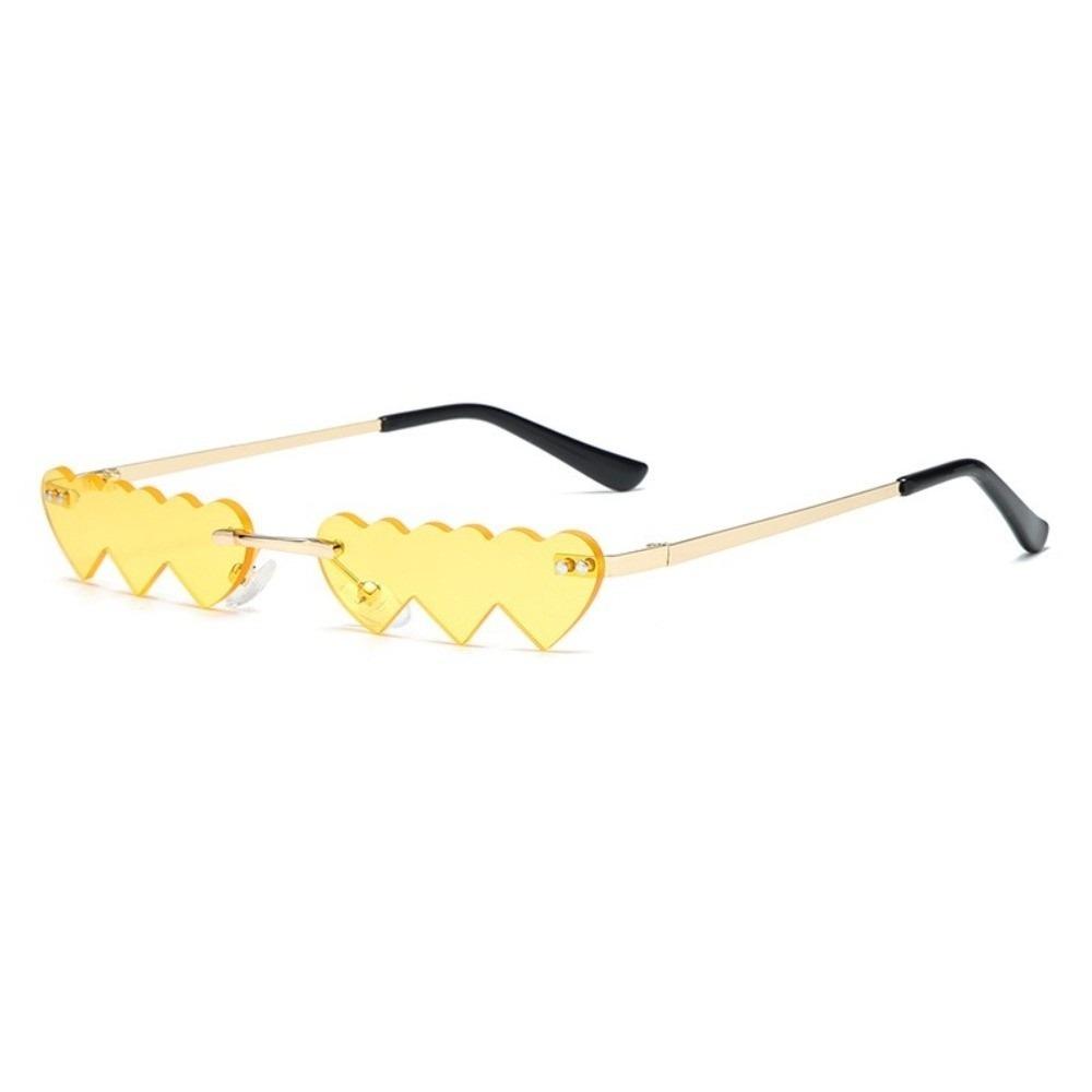 Trendy Love Heart Shaped Rimless Sunglasses UV400 Fancy Accessories Party Shades Eyewear Metal Frame Sun Glasses Women Men