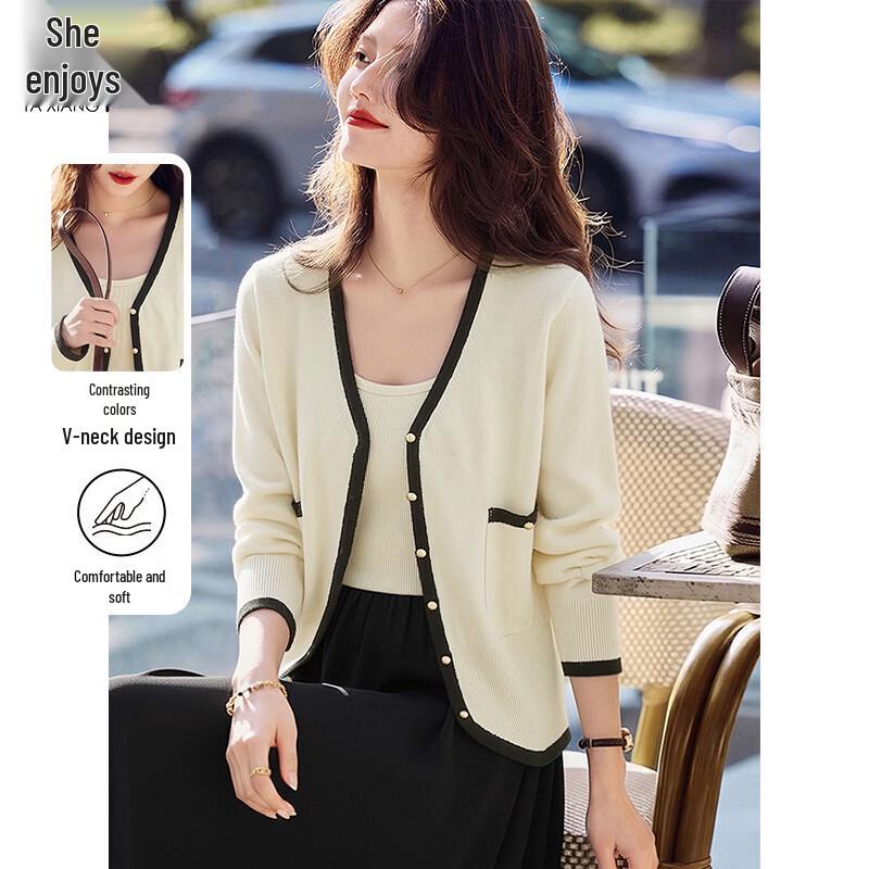 Women s Color-block Knitted Cardigan Sweater M