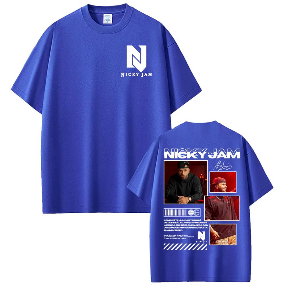 T-shirts Graphiques de Tournée d'Album du Rappeur Nicky Jam Vêtements Unisexe Mode Hip Hop Street T-shirt Coton Confort T-shirts à Manches Courtes