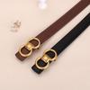 Women's Retro Slim Genuine Leather Belt, Versatile and Fashionable, for Dresses and Jeans, with Pin Buckle Decor.