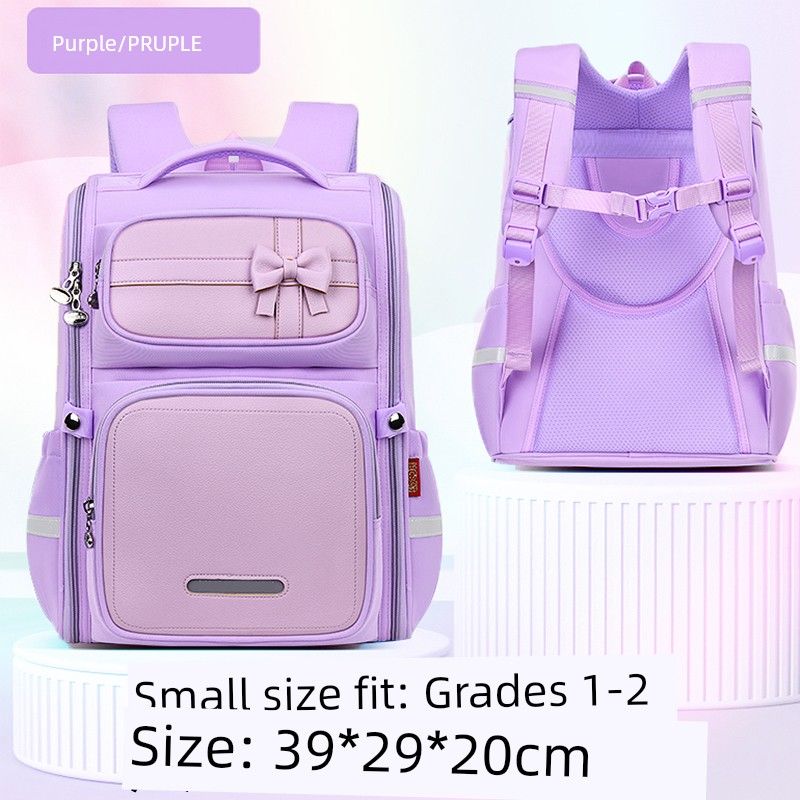 

Girl Schoolbag Primary School Students 3 to 6 Large Capacity Burden Reduction 3 Kids First Grade Girls 2 Boys Spine Protection 4 to 6 9870 purple small size (no pencil case)
