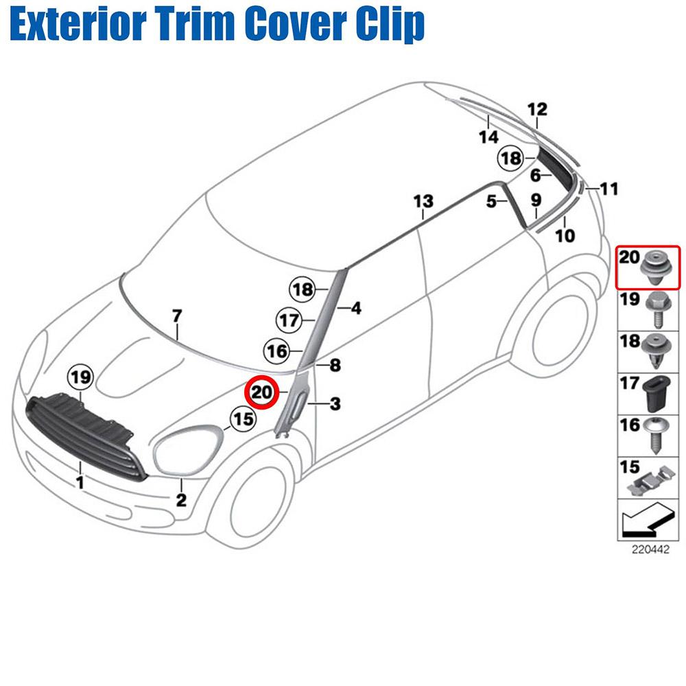 20Pcs Door Panel Trim Retainer Clips For BMW 51139804996, 30648141, 8200909084