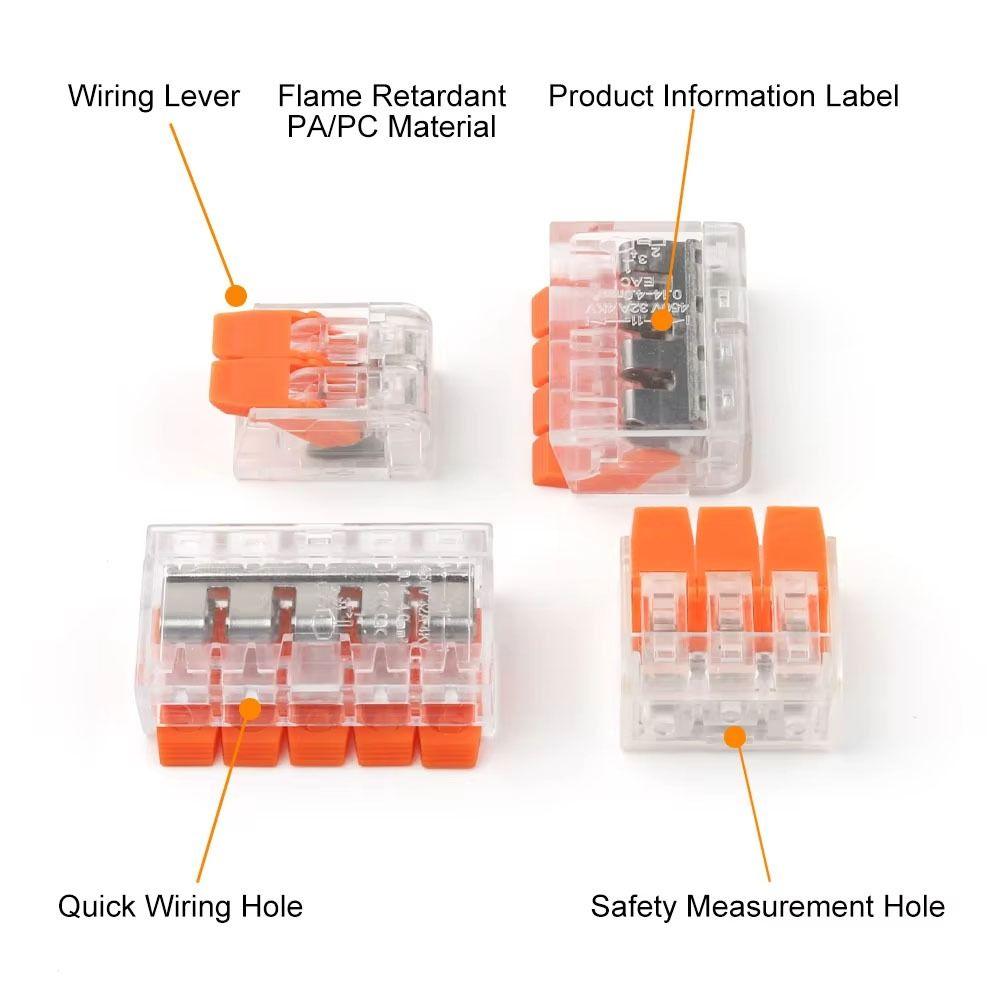 10Pcs Push-in Quick Terminal Block 2/3/4/5 Pins Wire Connector Terminals Electrical Wire Connector