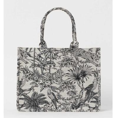Bolsa de Mano para Mujer con Bordado Bolso Tote Gran Capacidad Bolsa de Compras Bolso de Hombro Lona Mujer MIT
