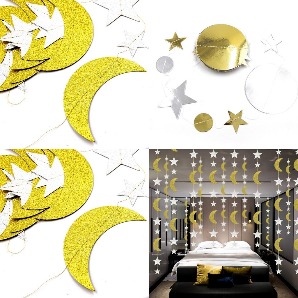 Eid Mubarak Moon Star Banner Stylish Hanging Decor For Ramadan Weddings Birthdays More!