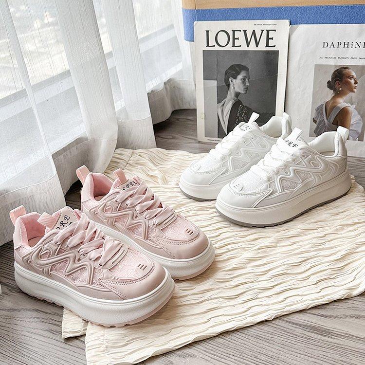 Thick-soled Dad Shoes Women's Summer Thin Breathable Mesh 2025 New Versatile and Lightweight Sports and Leisure Little White Shoes