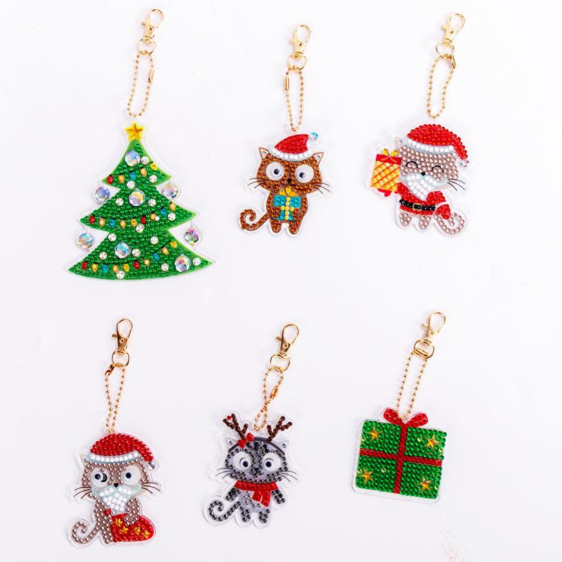 Special-Shaped Brick Diamond Painting Keychain Diy Christmas Series Cartoon Decorative Small Pendant