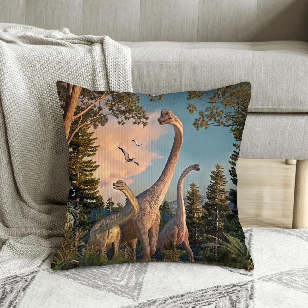 Brachiosaurus Walk Hug Pillowcase  Dinosaurs Backpack Cojines Garden DIY Printed Office Coussin Covers Decorative