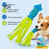 Pet Boredom Relief Supplies Octopus Squid Dog Chew Toy, Interactive Tug Squeaky Molar Toy with Flexible Rubber Training Toys Fabric Strips, Waterproof