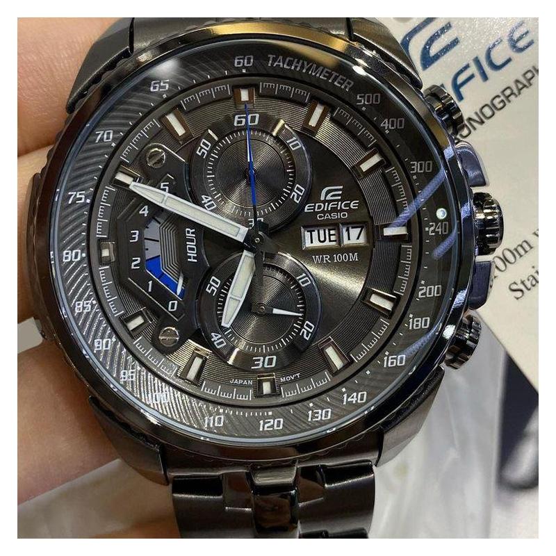 Casio EDIFICE series waterproof quartz movement stainless steel strap Japanese and Korean watch men's watch black dial EF-558DC-1A