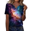 Women's T Shirt Print Button Short Sleeve Daily Weekend Fashion Basic V- Neck Regular Top