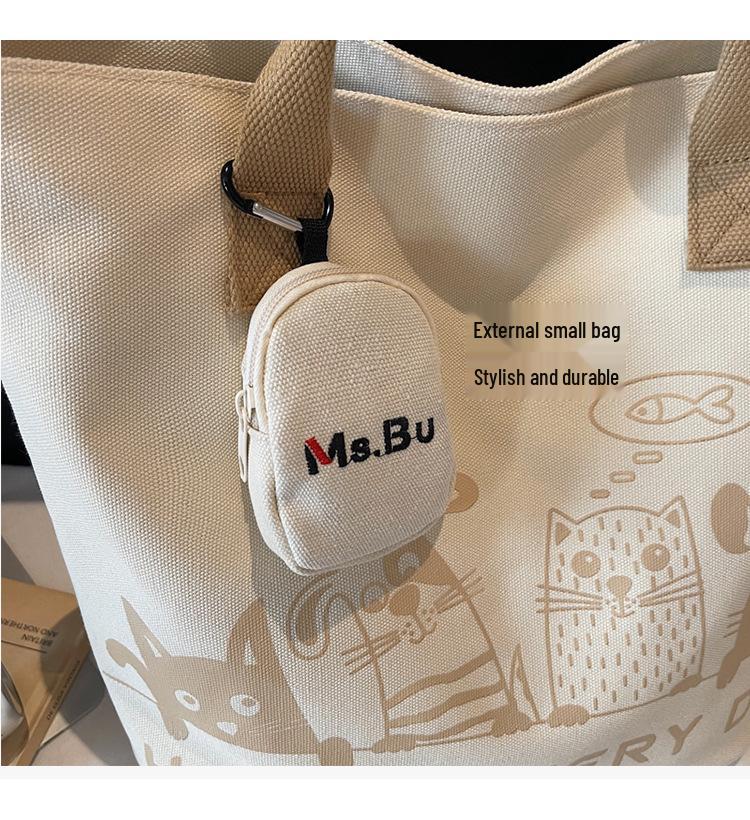 Autumn Winter Lightweight Canvas Tote Bag - Versatile Large Capacity Shoulder Bag for Women and College Students