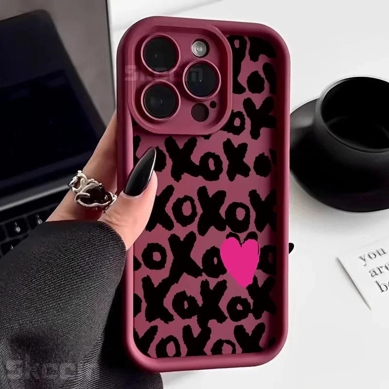 Black Lips Kiss Print Soft Silicone Phone Case For iPhone 16 15 Pro Max 14 13 12 11 Pro Max 7 8 15 Plus X XS XR Shockproof Cover