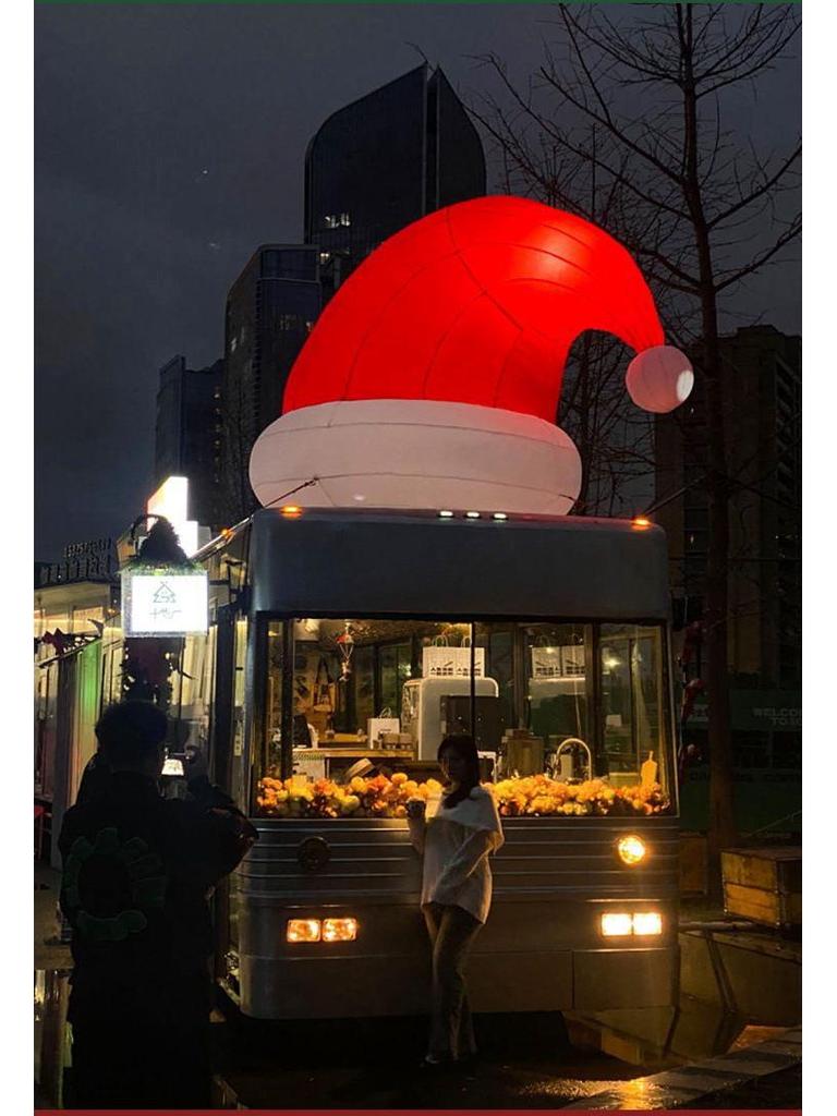 Santa Claus Climbing Window Light-Up Hat Figurine - Christmas Outdoor Inflatable Decoration