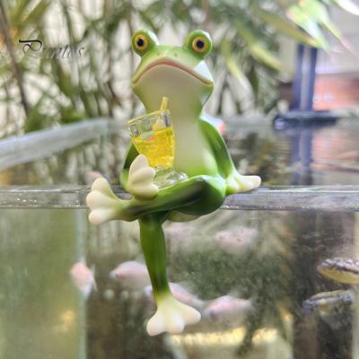 Miniature Frog Figurine Planter Decoration Resin Frog Figurine Flower Pot Hugger Garden Decor Frog Statue for Planter Flower Pot Edge