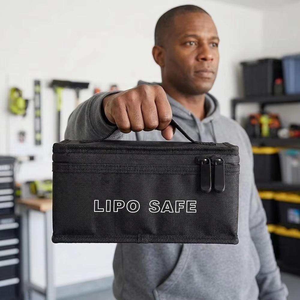 Double Zipper Battery Safe Guard Pouch Waterproof Battery Storage Box Fireproof Protection