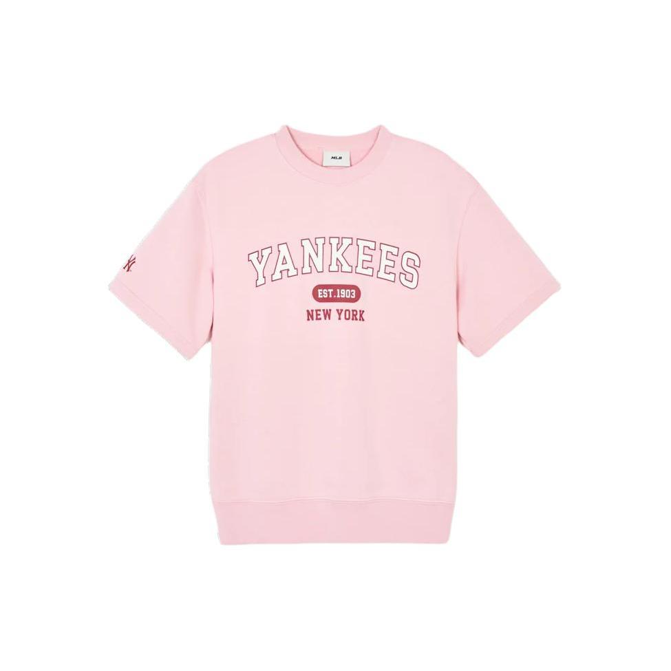 MLB New York Yankees T Shirts Unisex Pink Crew Neck Moderate Straight Fit 3ARSV0143-50PKM M