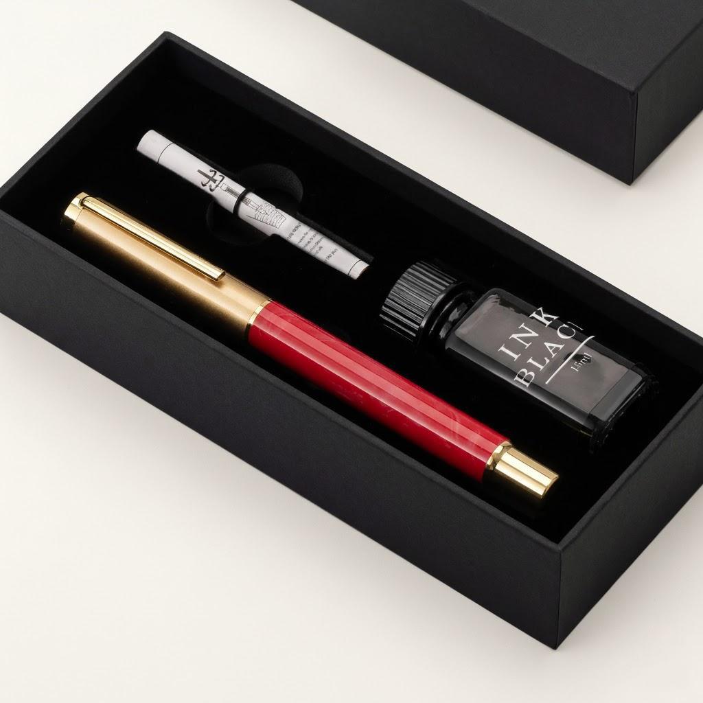 Premium Medium Nib Resin Fountain Pen Set 15ml Ink Gift Box Writing Note-Taking Calligraphy