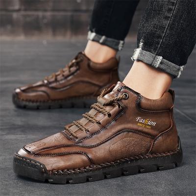 Sneakers Casual Alte da Uomo Scarpe in Pelle Fatte a Mano Taglie Forti 39-48 Primavera & Autunno