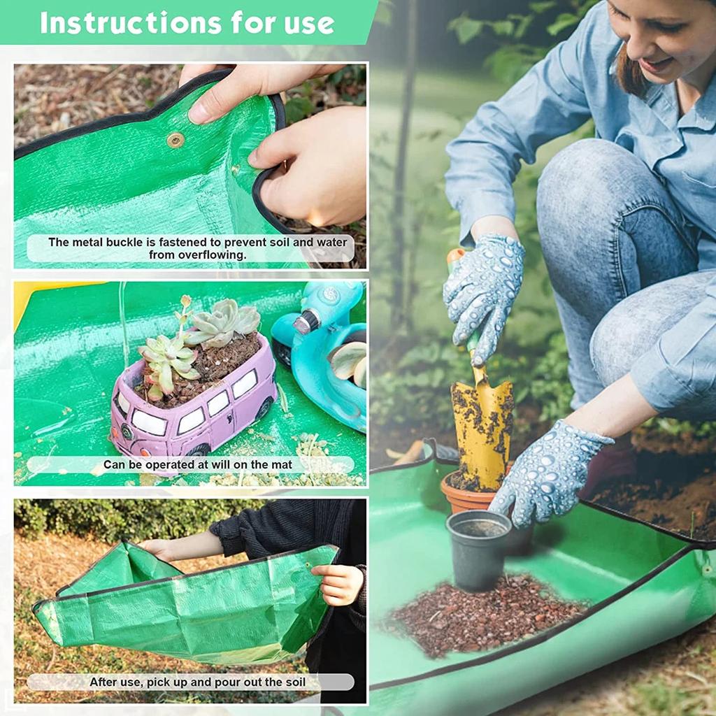 Waterproof Gardening Repotting Mat, PE Foldable Indoor Plant Potting Tray for Succulent & Flower Transplanting Pot