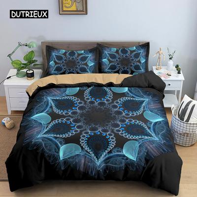 Mandala Flower Duvet Cover Set Bohemian Comforter Cover Exotic Floral Teens Adults Double Queen King Size Polyester Quilt Cover